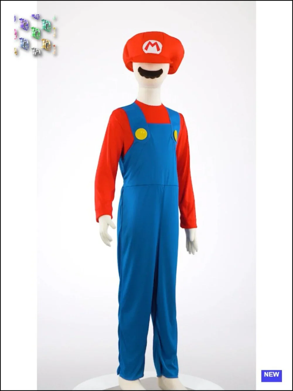Officially Licensed Nintendo Super Mario Boys Costume Medium 7-8 Jumpsuit Hat